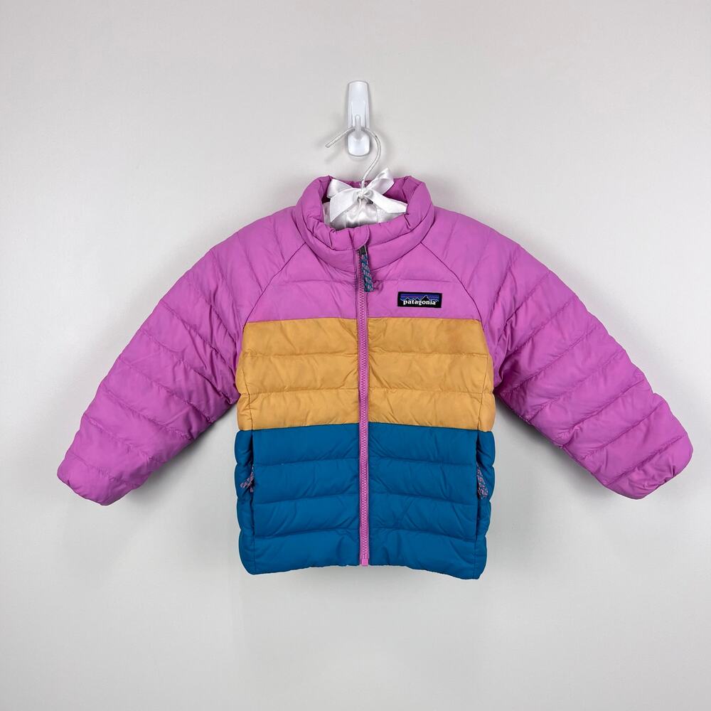 Patagonia Kids Colorblock Puffer Jacket - Pink, Yellow, Teal